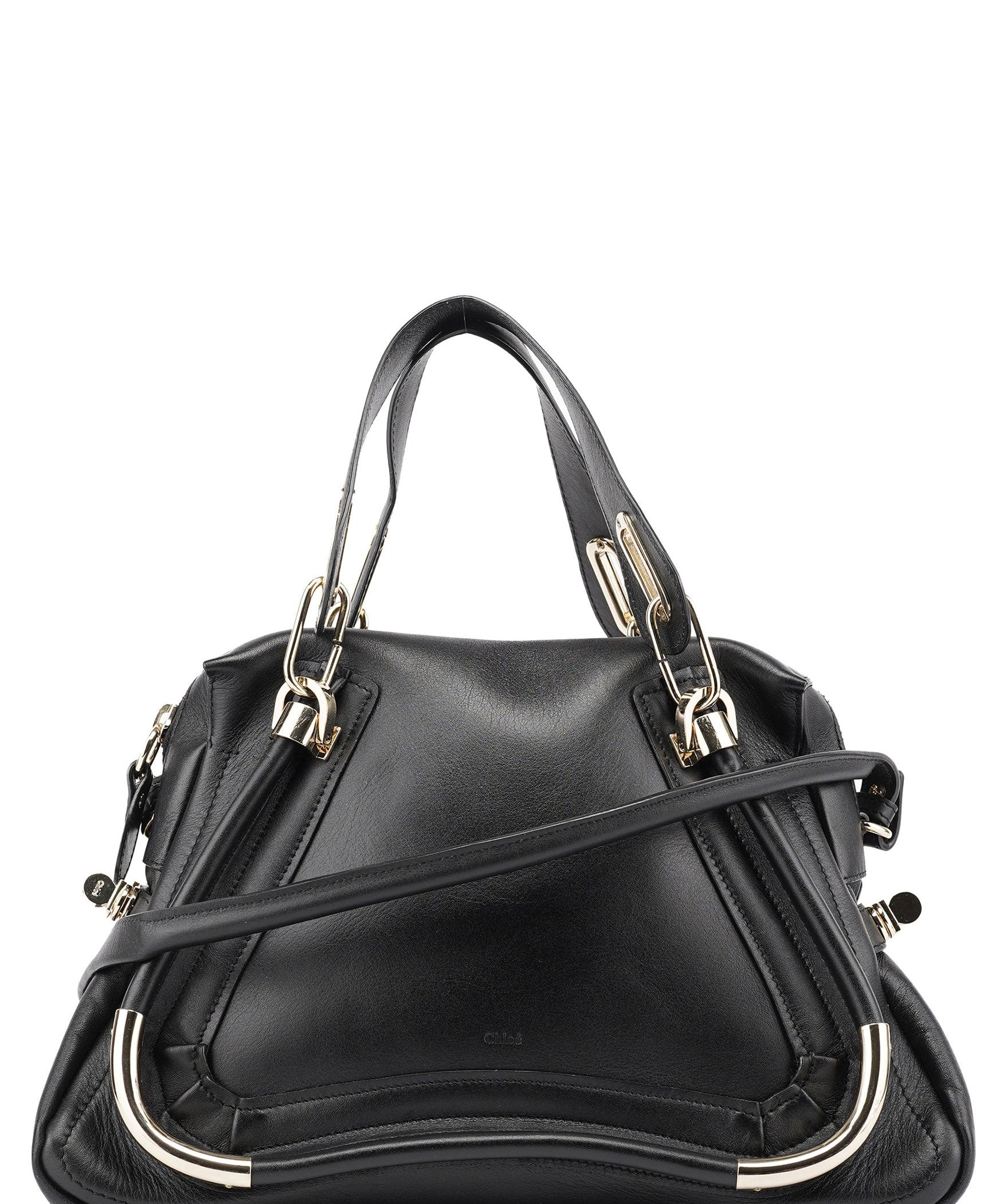 Chloé Black Silver Calfskin Paraty 2-Way Shoulder Bag