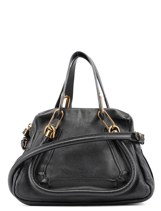 Chloé Black Small Leather Paraty 2-Way Shoulder Bag