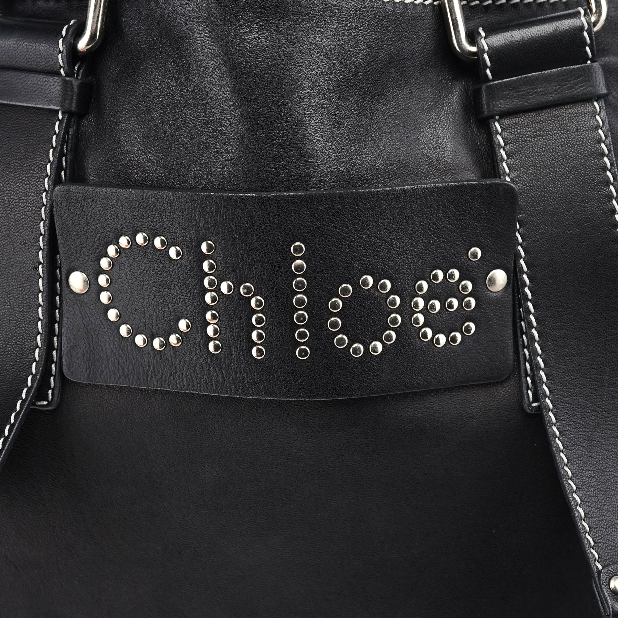 Chloe Black Studded Leather Tote Bag