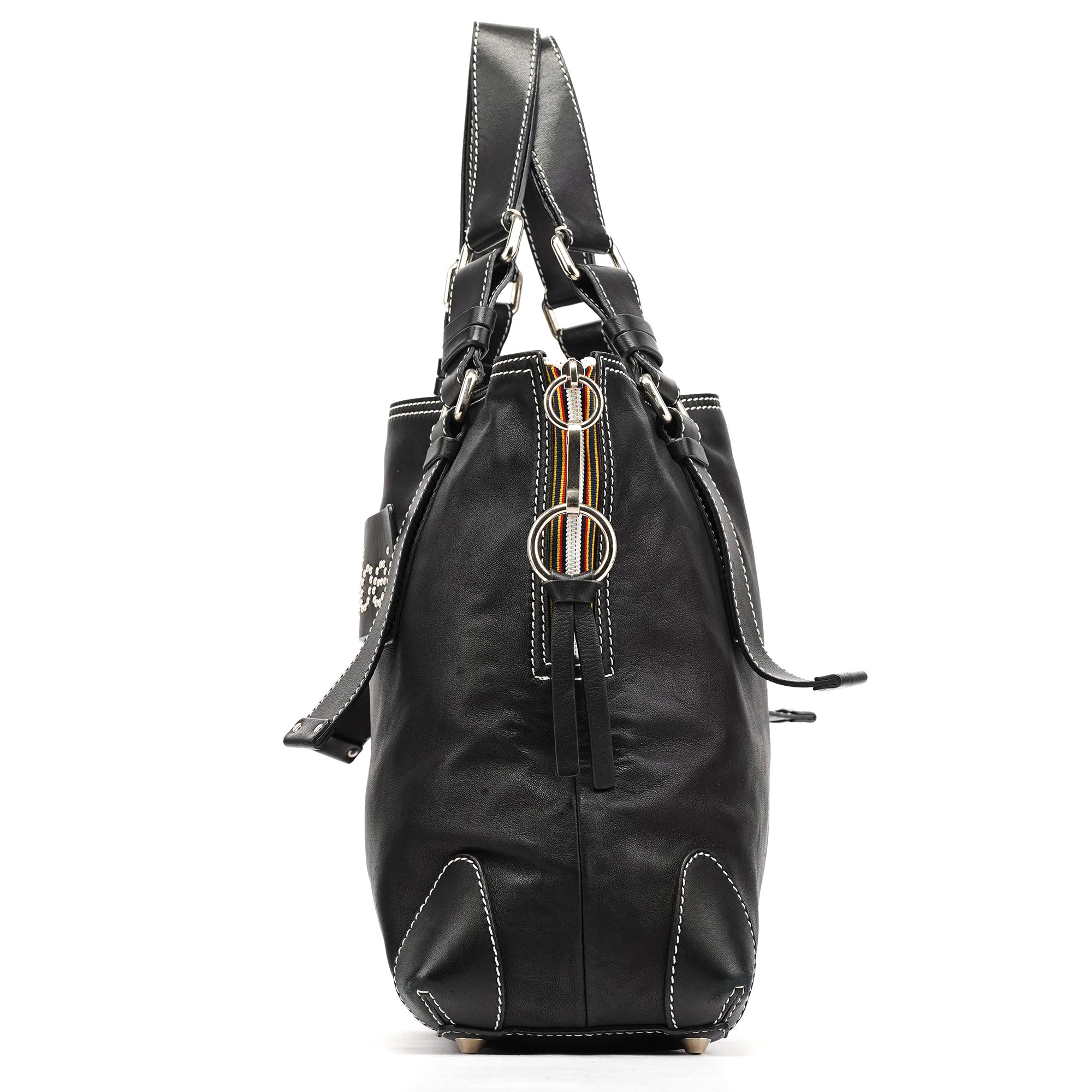 Chloe Black Studded Leather Tote Bag