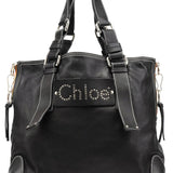 Chloe Black Studded Leather Tote Bag