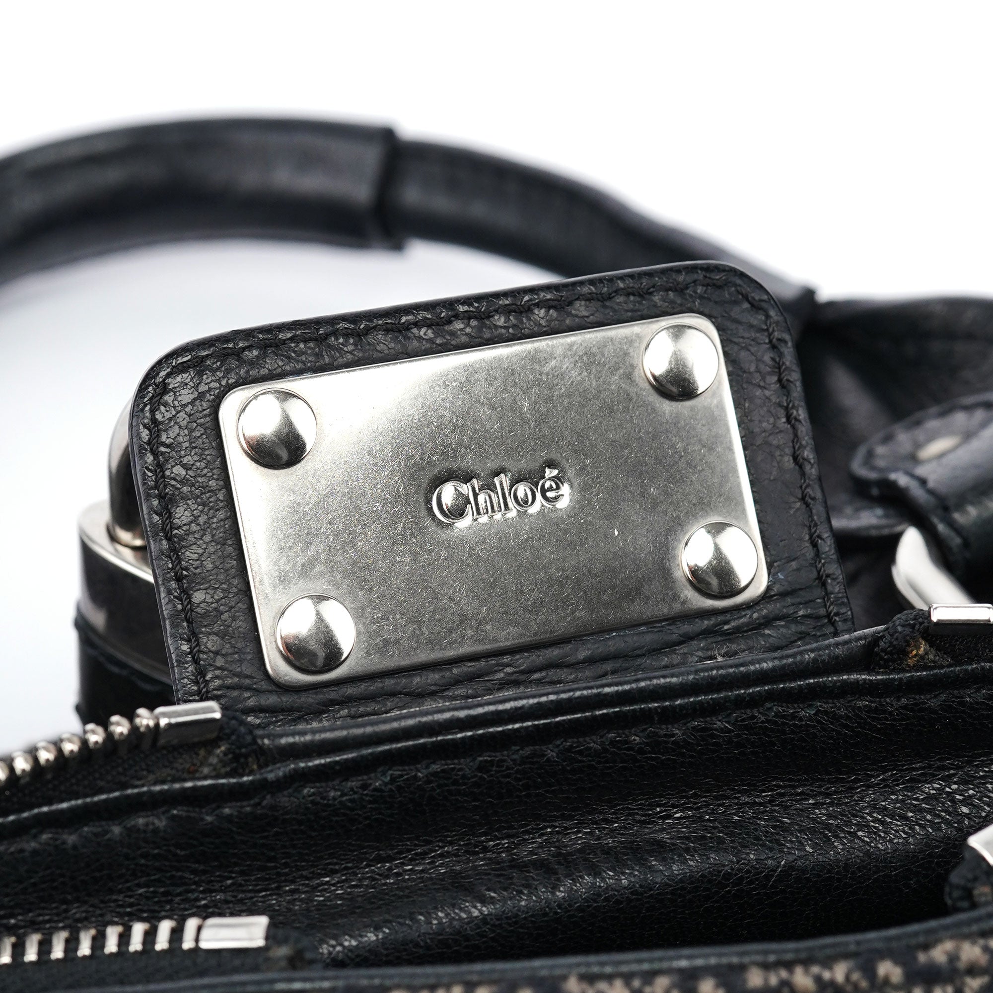 Chloé Black Tweed Paddington Shoulder Bag