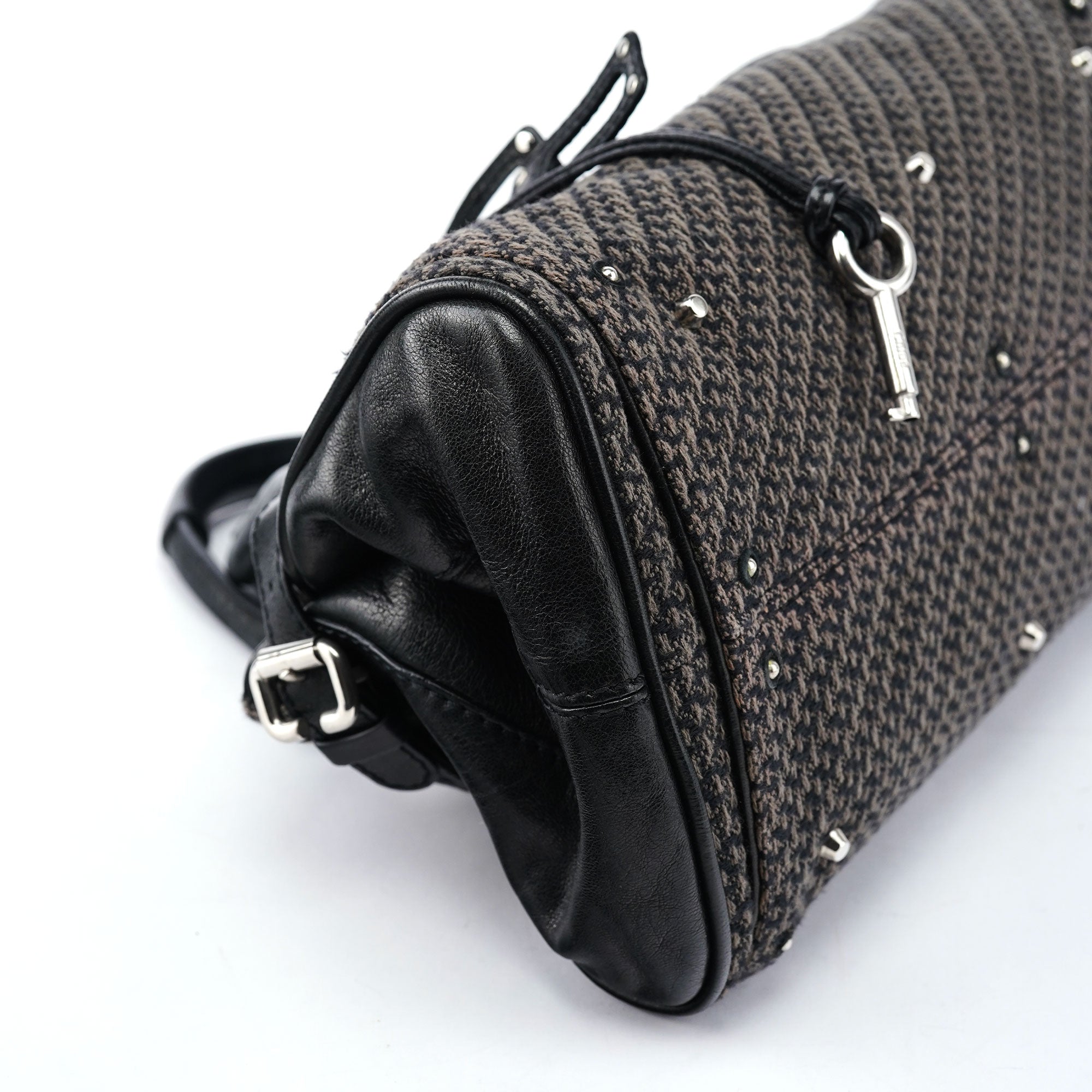 Chloé Black Tweed Paddington Shoulder Bag