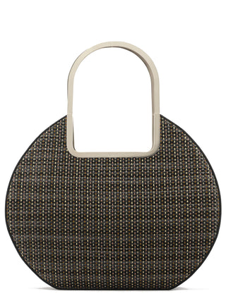 Chloé Black Woven Raffia Metal Handle Tote Bag
