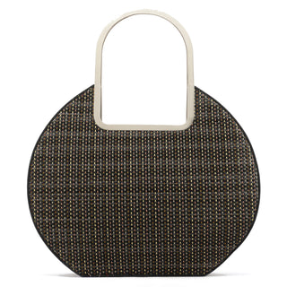 Chloé Black Woven Raffia Metal Handle Tote Bag