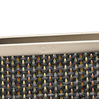 Chloé Black Woven Raffia Metal Handle Tote Bag