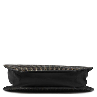 Chloé Black Woven Raffia Metal Handle Tote Bag