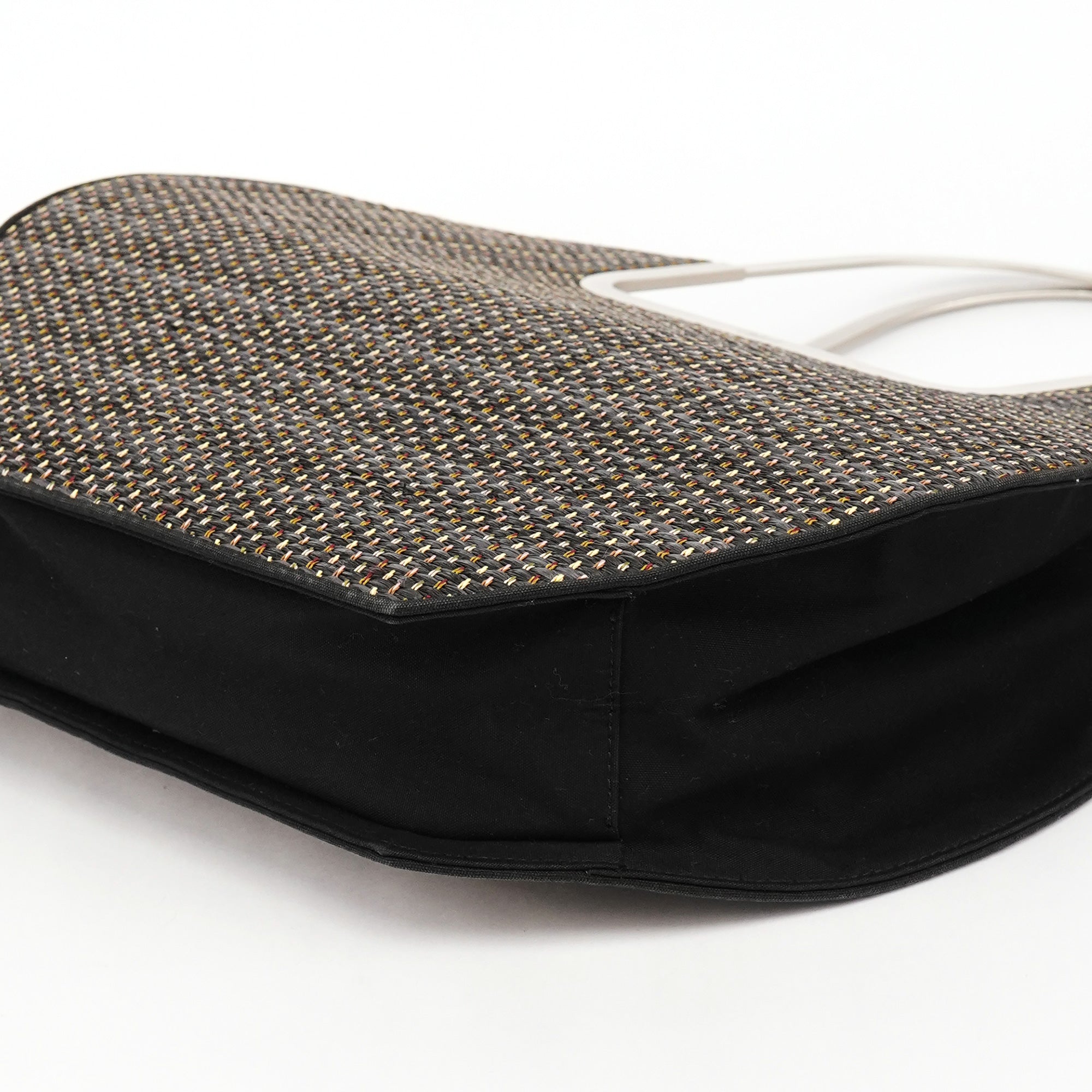 Chloé Sac cabas en raphia tressé noir à poignée en métal