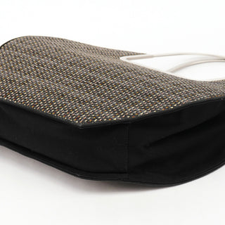 Chloé Black Woven Raffia Metal Handle Tote Bag