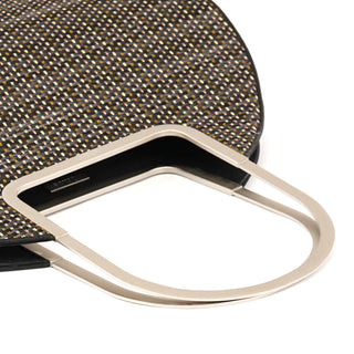 Chloé Black Woven Raffia Metal Handle Tote Bag