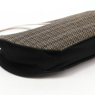Chloé Black Woven Raffia Metal Handle Tote Bag