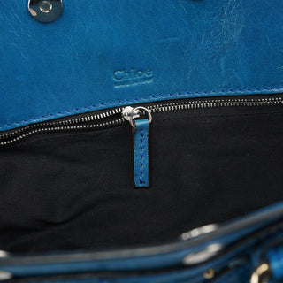 Chloé Blue Calfskin Leather Paddington Shoulder Bag