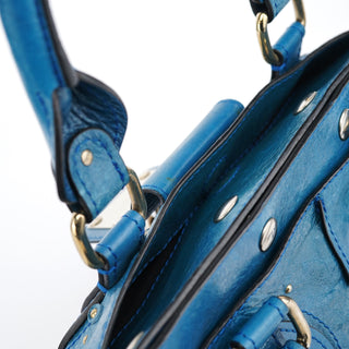 Chloé Blue Calfskin Leather Paddington Shoulder Bag