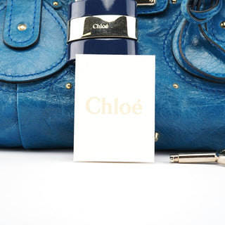 Chloé Blue Calfskin Leather Paddington Shoulder Bag