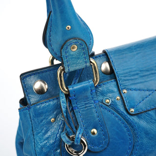 Chloé Blue Calfskin Leather Paddington Shoulder Bag