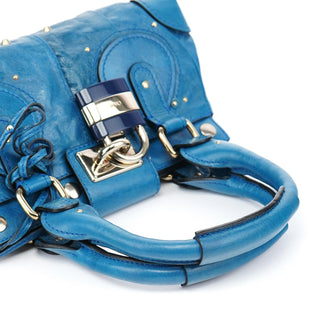 Chloé Blue Calfskin Leather Paddington Shoulder Bag