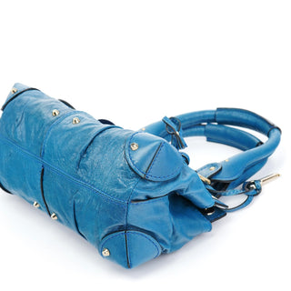 Chloé Blue Calfskin Leather Paddington Shoulder Bag