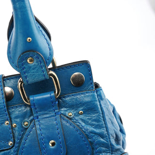 Chloé Blue Calfskin Leather Paddington Shoulder Bag