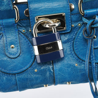 Chloé Blue Calfskin Leather Paddington Shoulder Bag