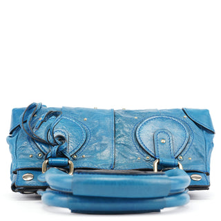 Chloé Blue Calfskin Leather Paddington Shoulder Bag