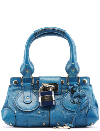 Chloé Blue Calfskin Leather Paddington Shoulder Bag