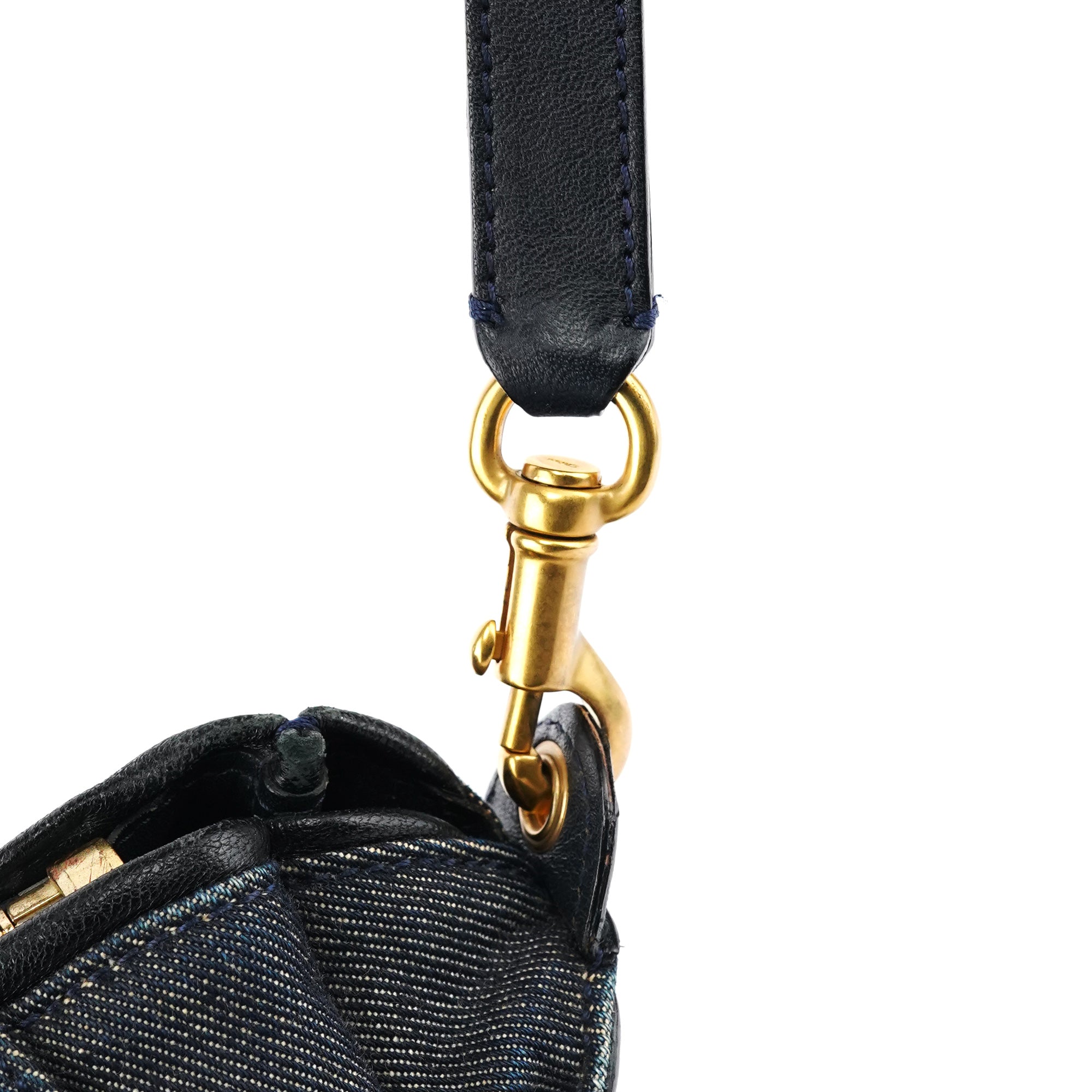 Chloé Marcie 2-Way Tasche aus blauem Denim mit Lederbesatz
