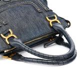 Chloé Marcie 2-Way Tasche aus blauem Denim mit Lederbesatz