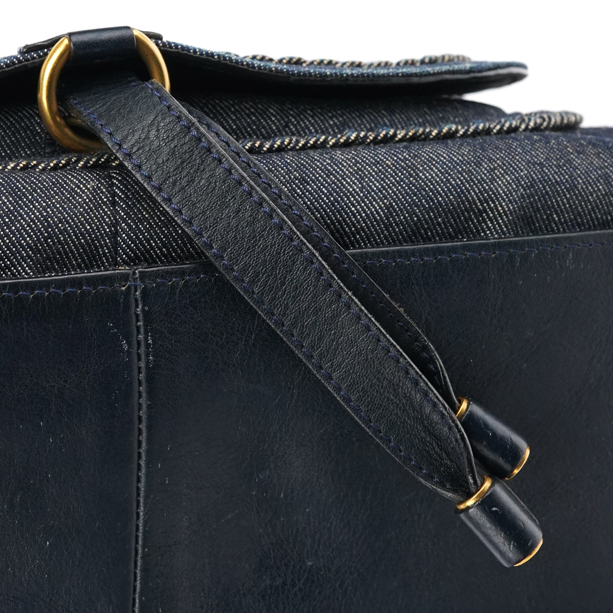 Chloé Marcie 2-Way Tasche aus blauem Denim mit Lederbesatz