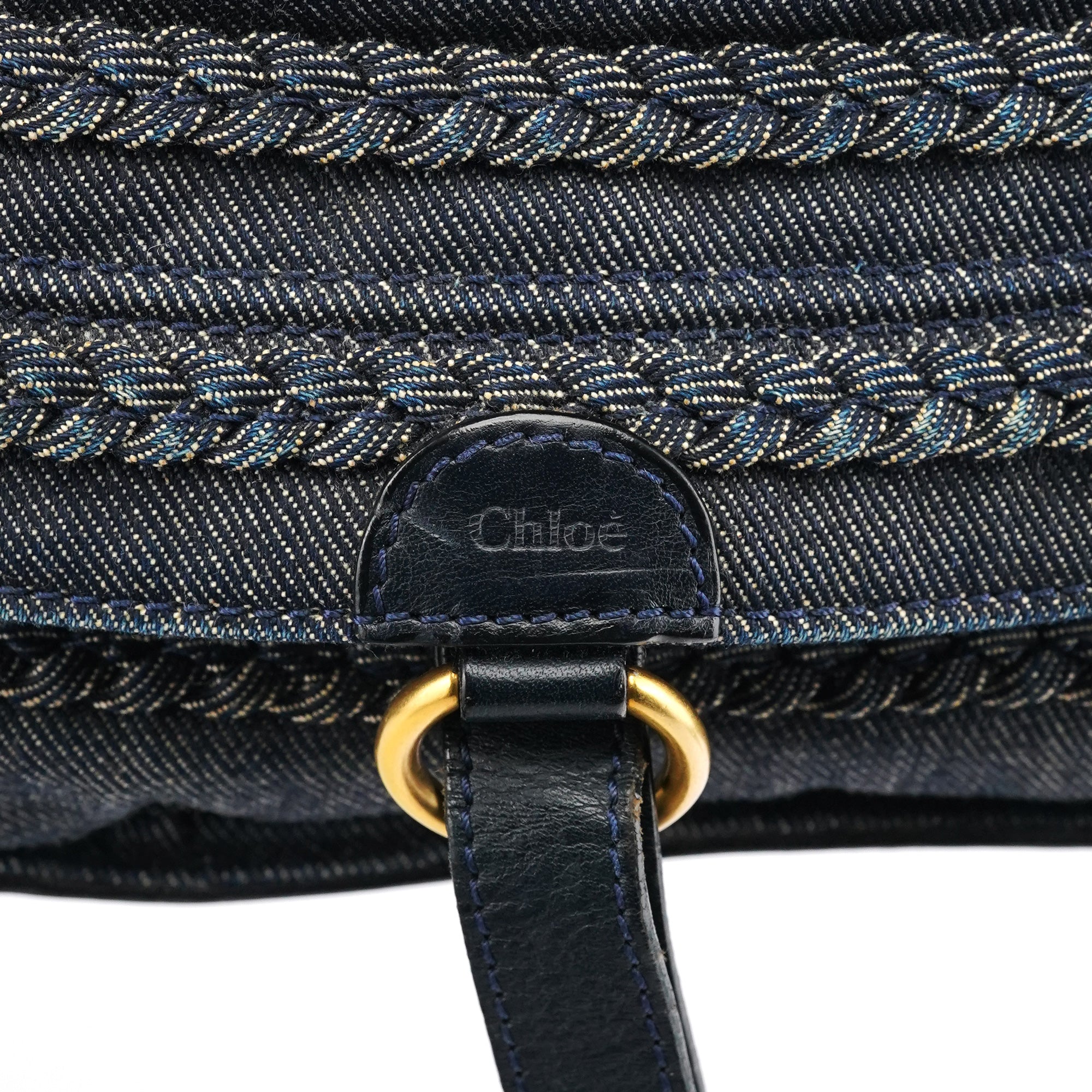 Chloé Marcie 2-Way Tasche aus blauem Denim mit Lederbesatz