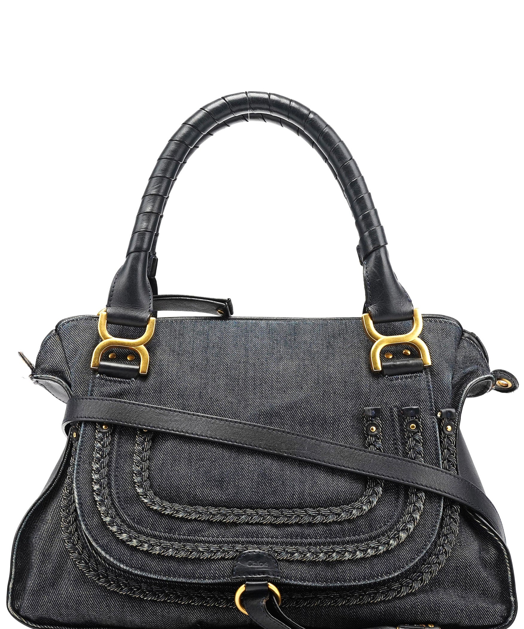 Chloe Blue Denim Leather Marcie 2-Way Bag