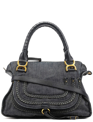 Chloe Blue Denim Leather Marcie 2-Way Bag