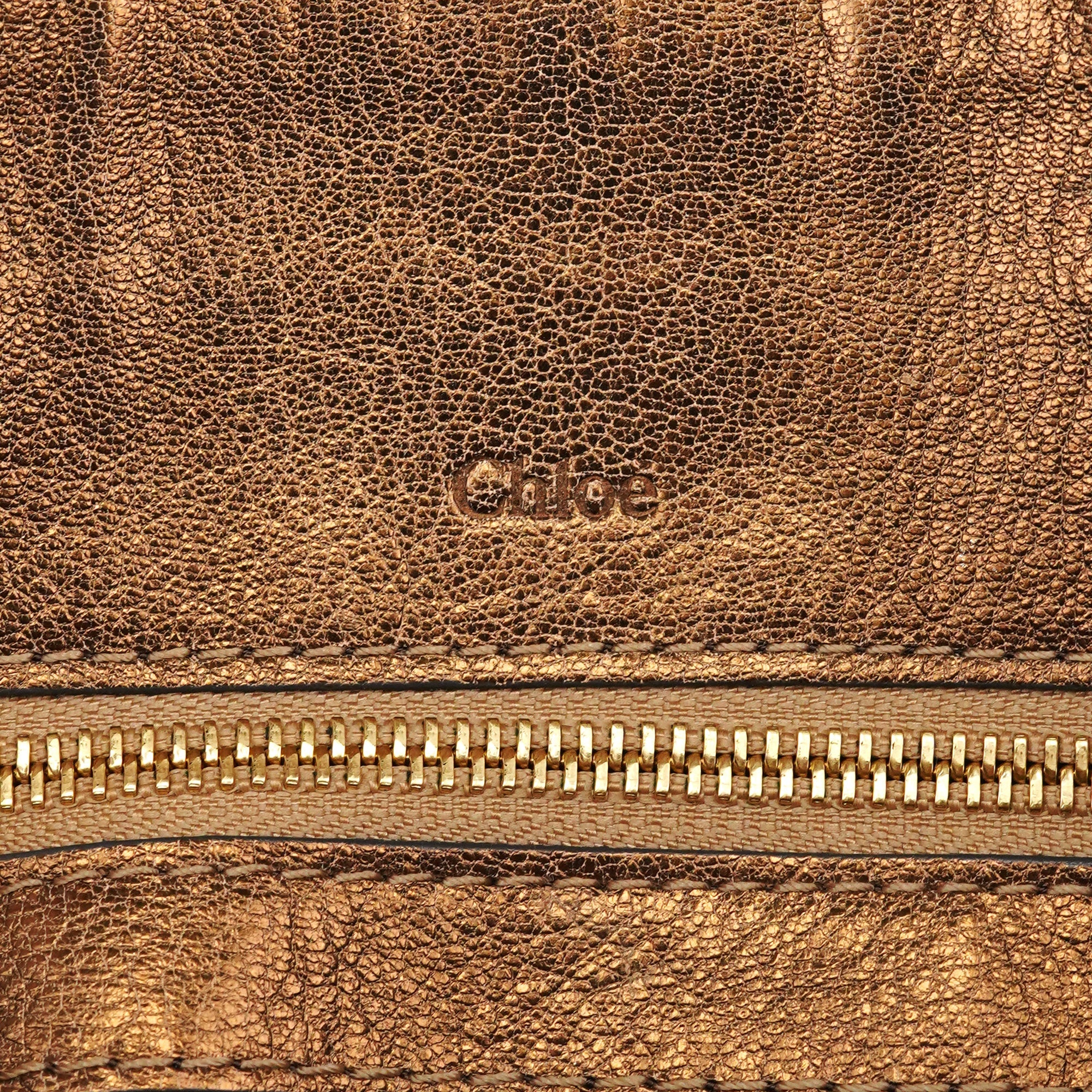 Chloe Bronze Leather Heloise Tote Bag