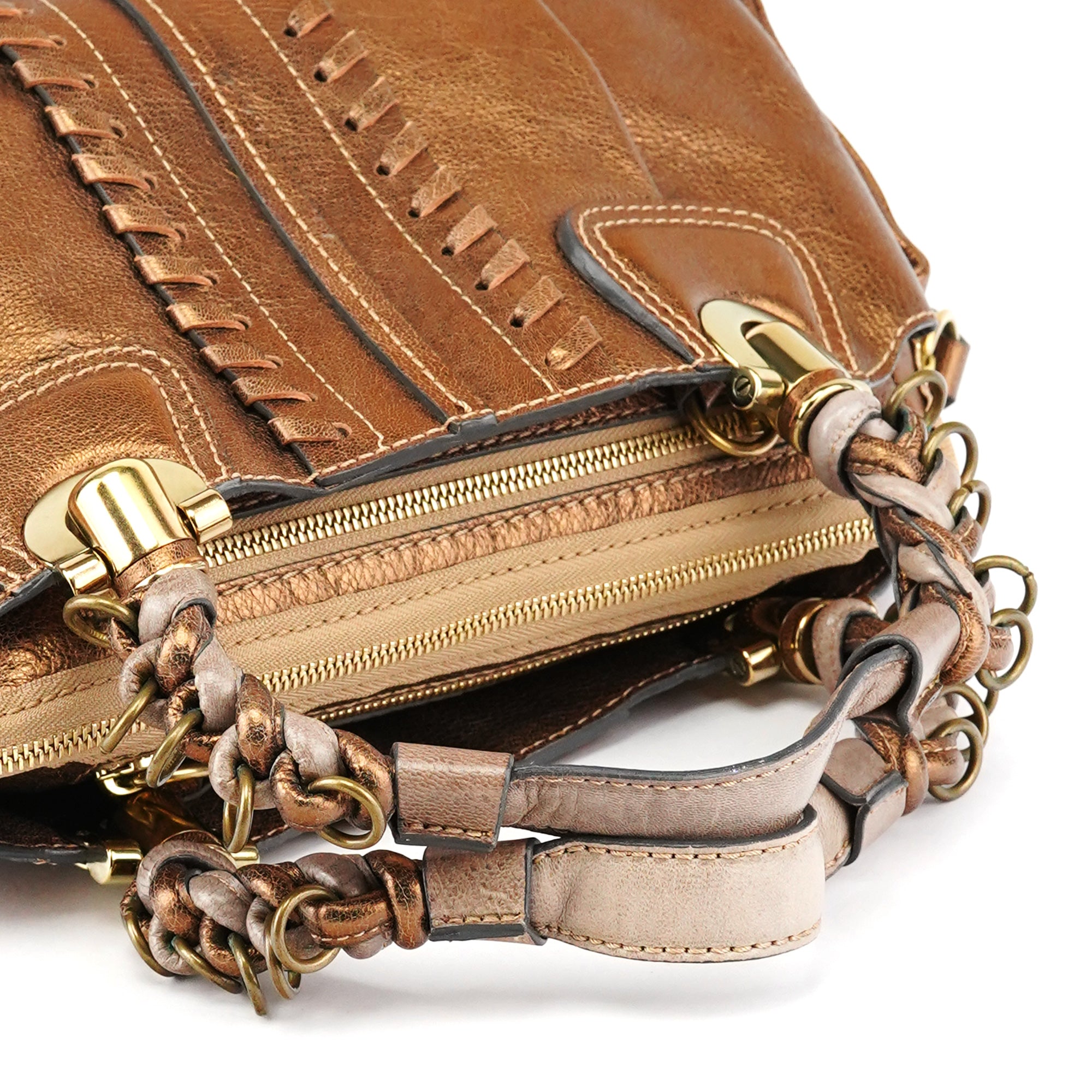Chloe Bronze Leather Heloise Tote Bag