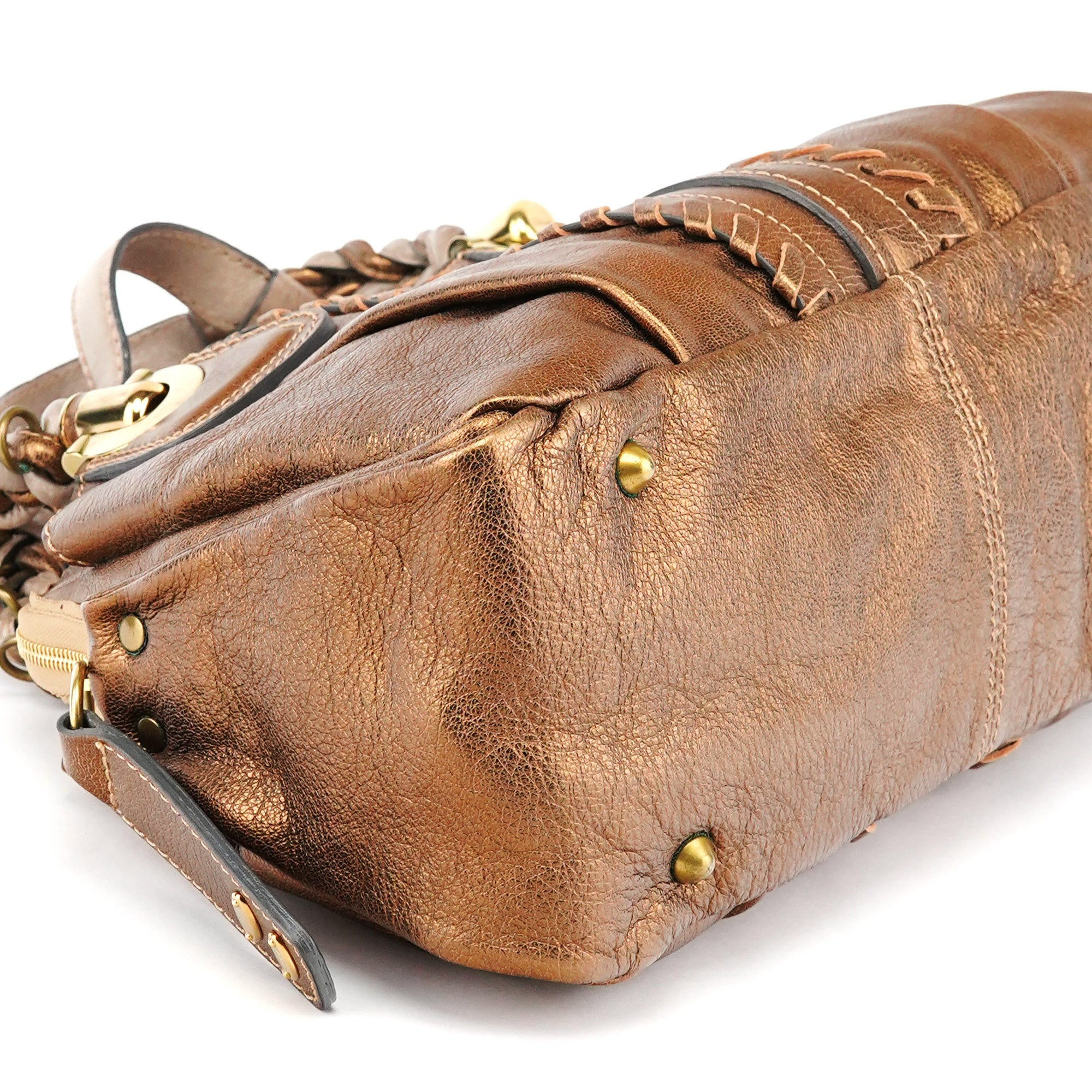 Chloe Bronze Leather Heloise Tote Bag