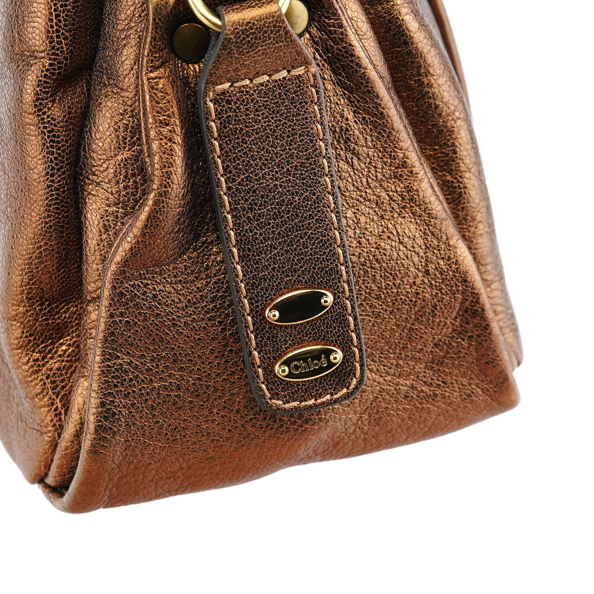 Chloe Bronze Leather Heloise Tote Bag
