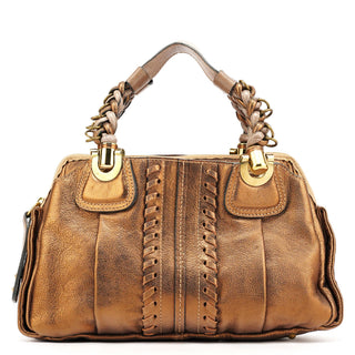Chloe Bronze Leather Heloise Tote Bag