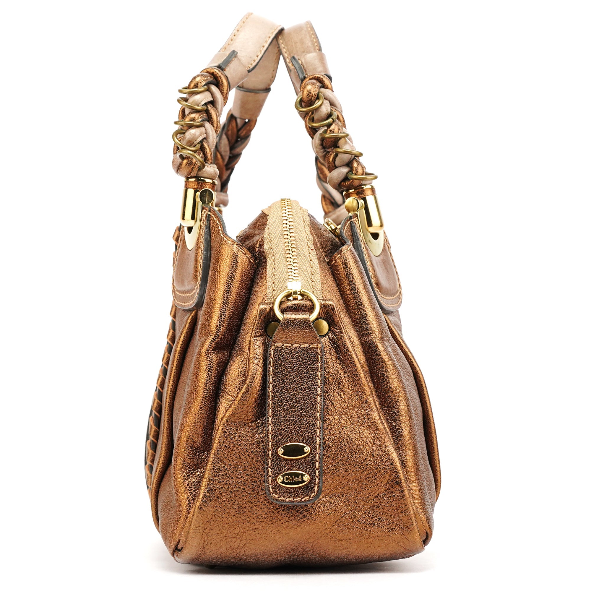 Chloe Bronze Leather Heloise Tote Bag