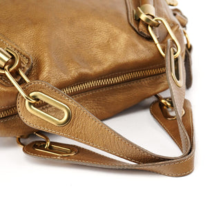 Chloé Bronze Leather Paraty 2-Way Shoulder Bag
