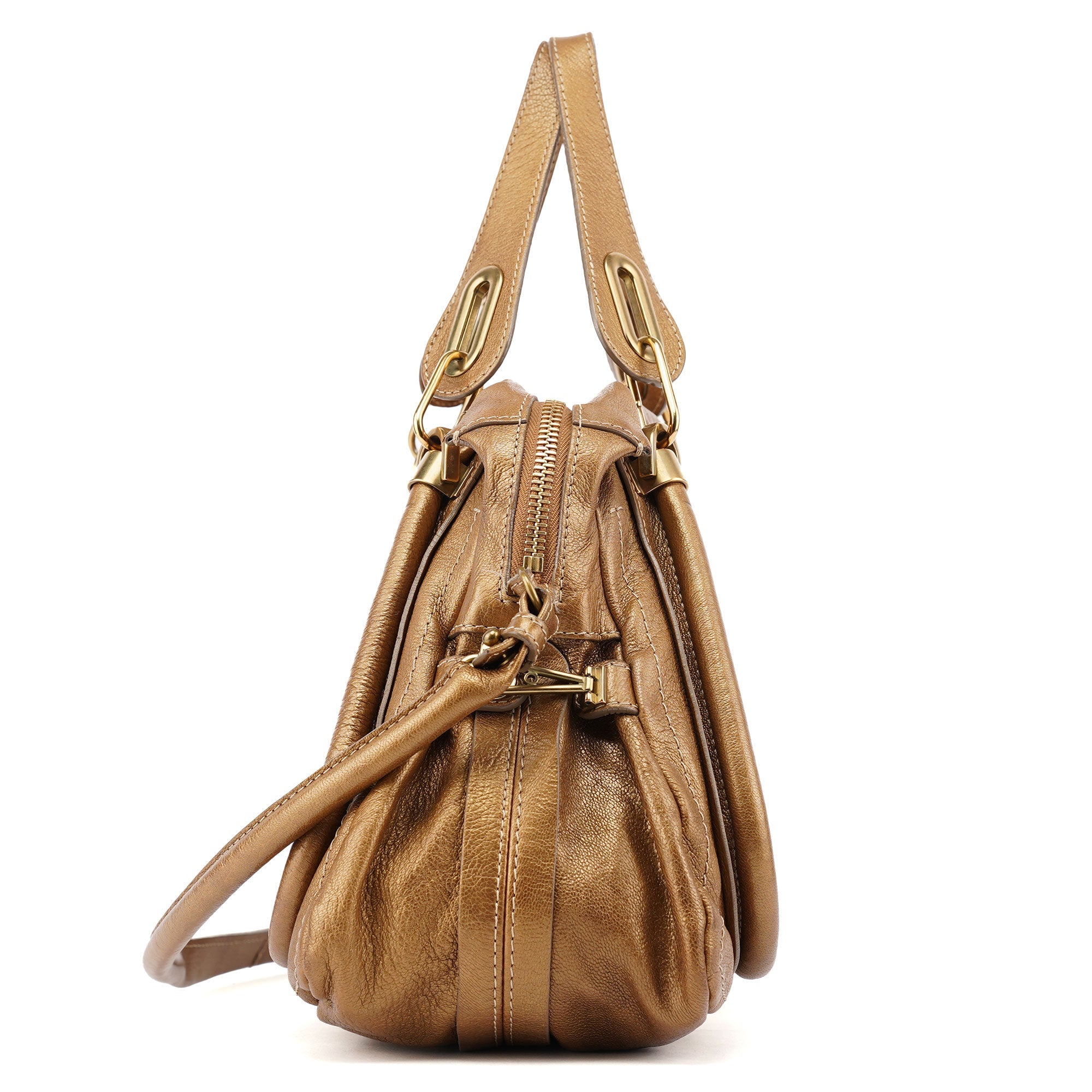 Chloé Sac deux portés Paraty en cuir bronze
