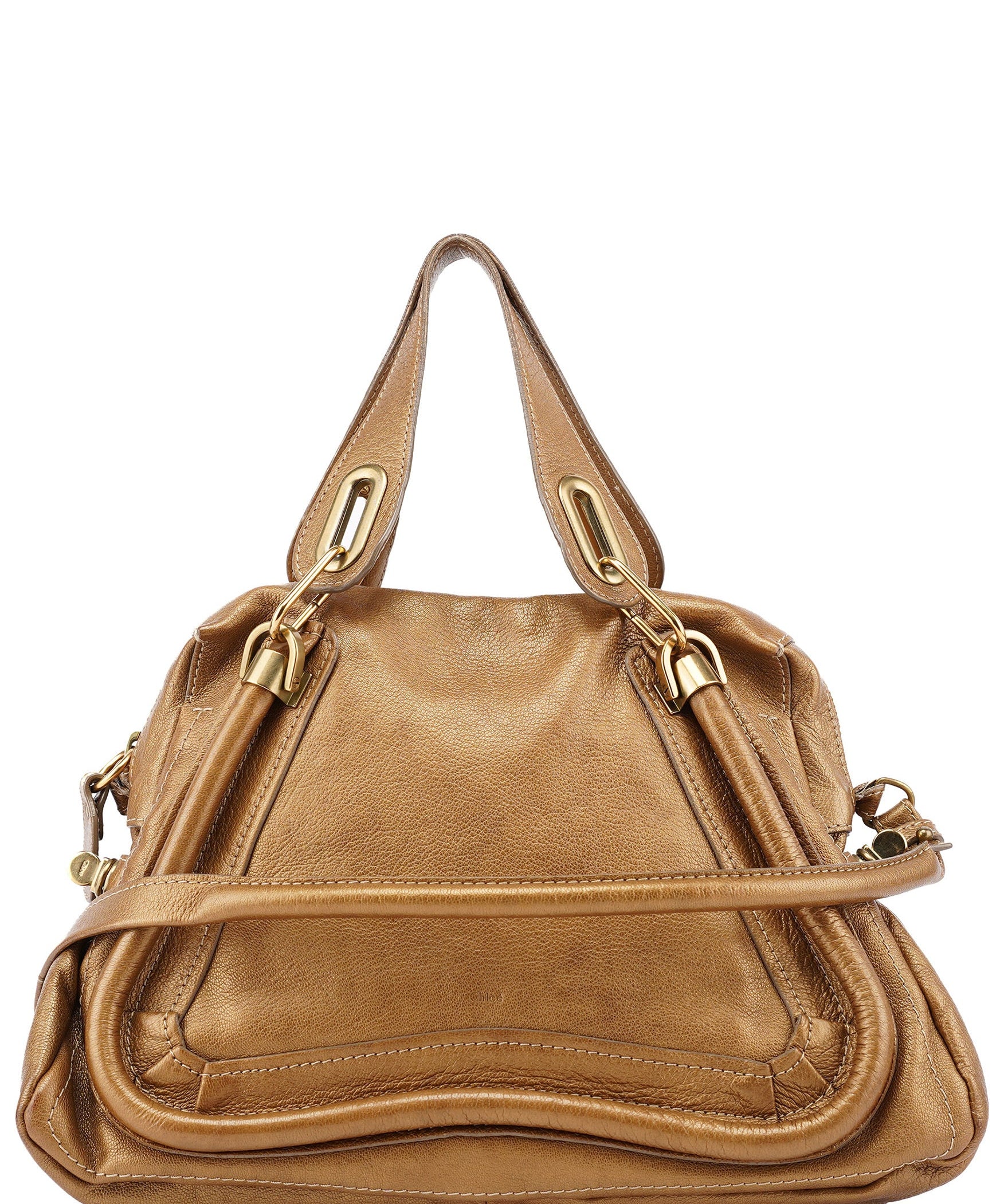 Chloé Bronze Leather Paraty 2-Way Shoulder Bag