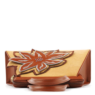 Chloé Brown Beige Floral Embroidered Bag