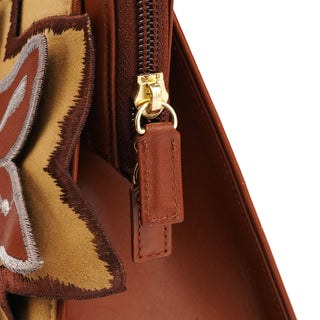 Chloé Brown Beige Floral Embroidered Bag