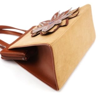 Chloé Brown Beige Floral Embroidered Bag