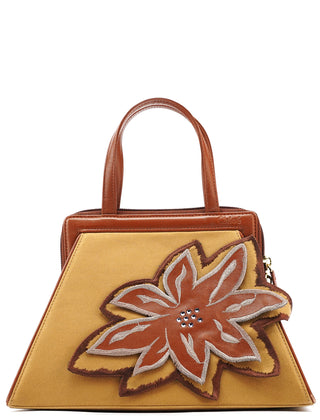Chloé Brown Beige Floral Embroidered Bag