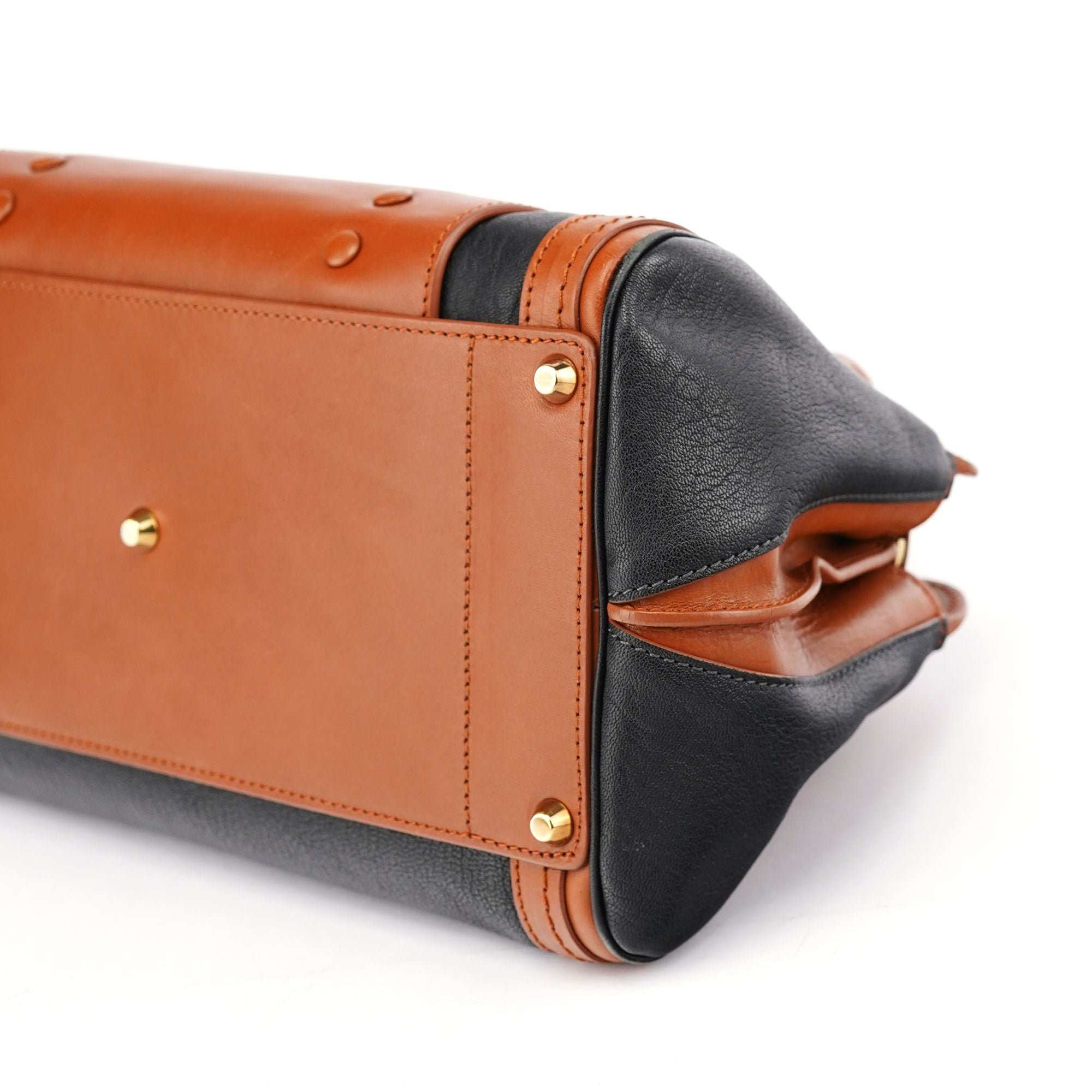 Chloé Brown Black Calfskin Leather 2-Way Bag