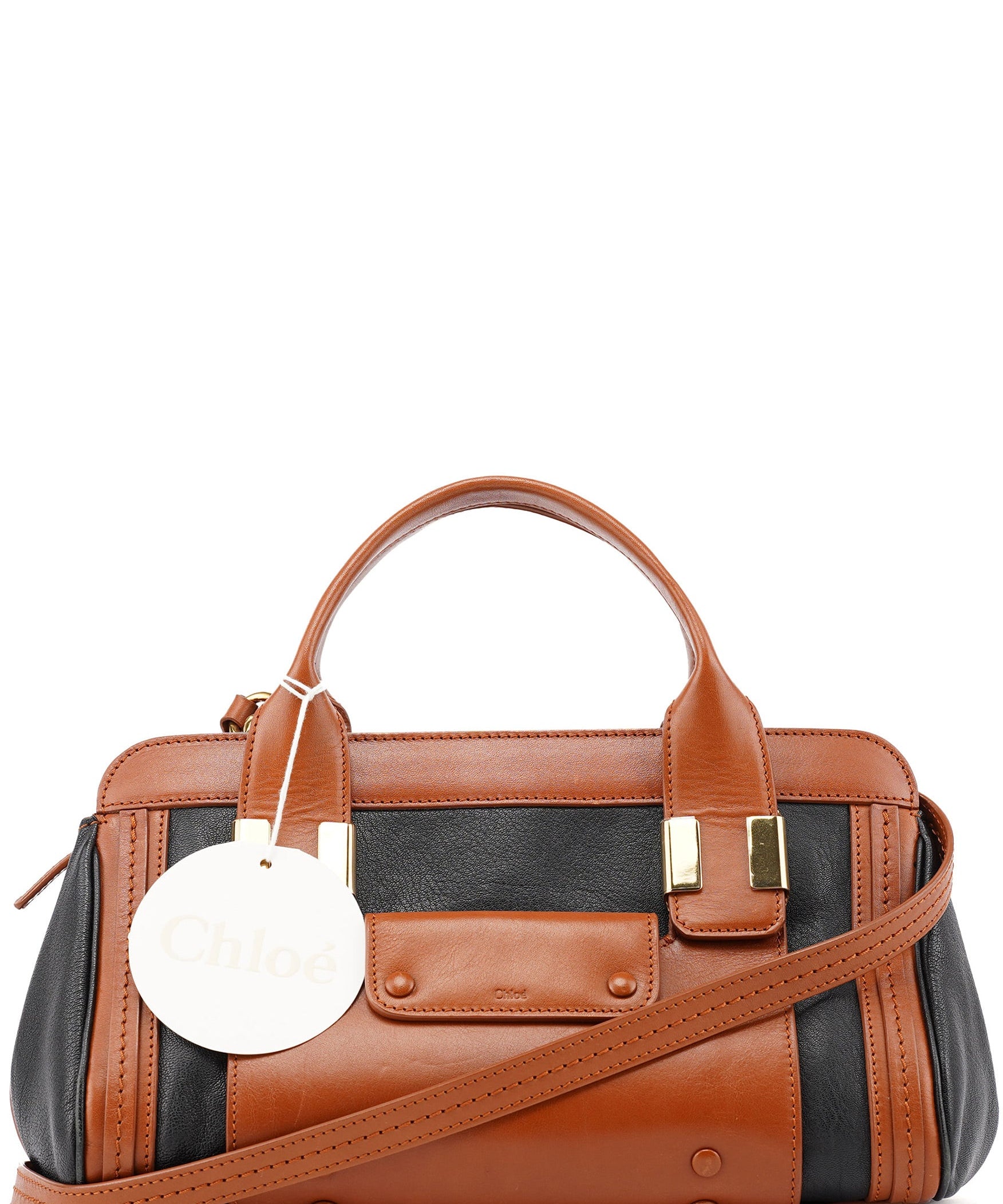 Chloé Brown Black Calfskin Leather 2-Way Bag