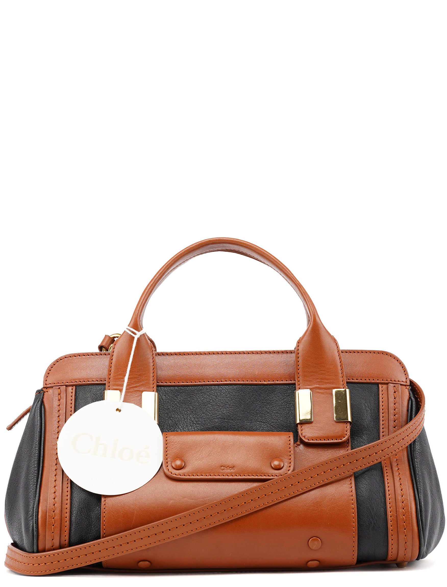 Chloé Brown Black Calfskin Leather 2-Way Bag
