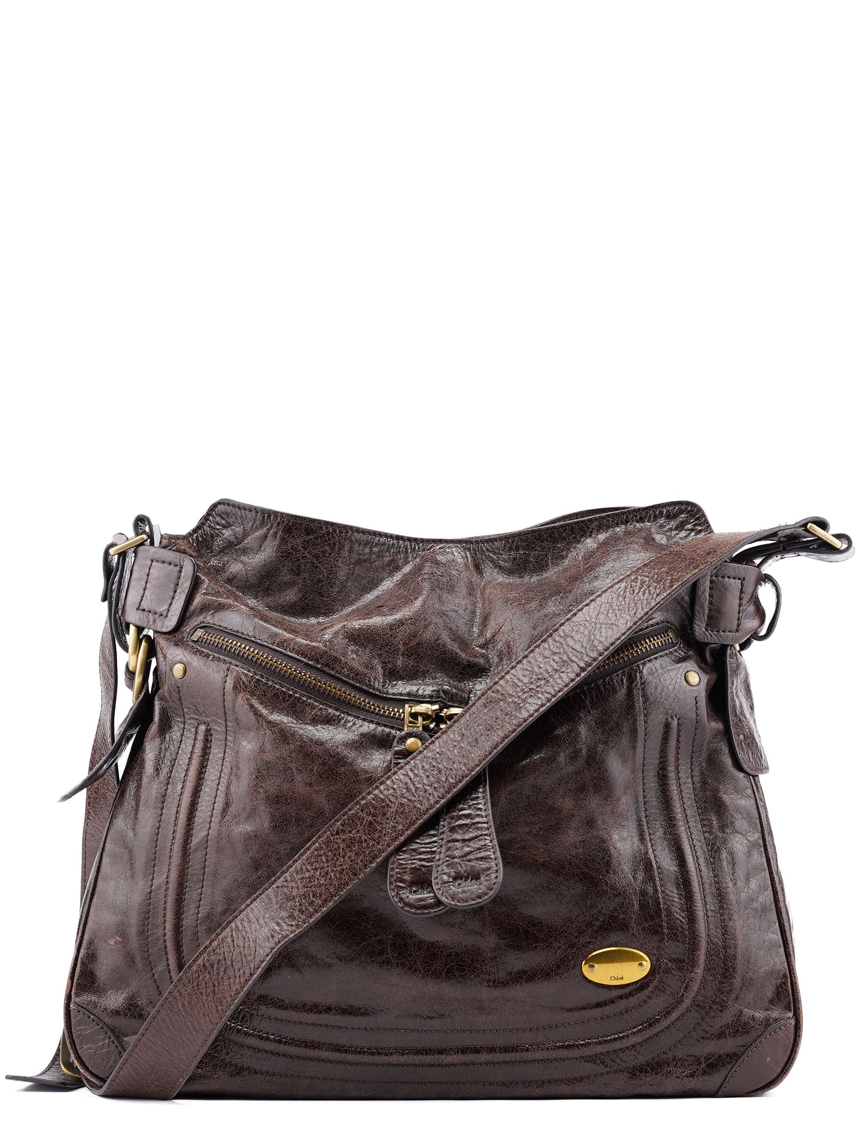 Chloe Brown Calfskin Bay Crossbody Bag