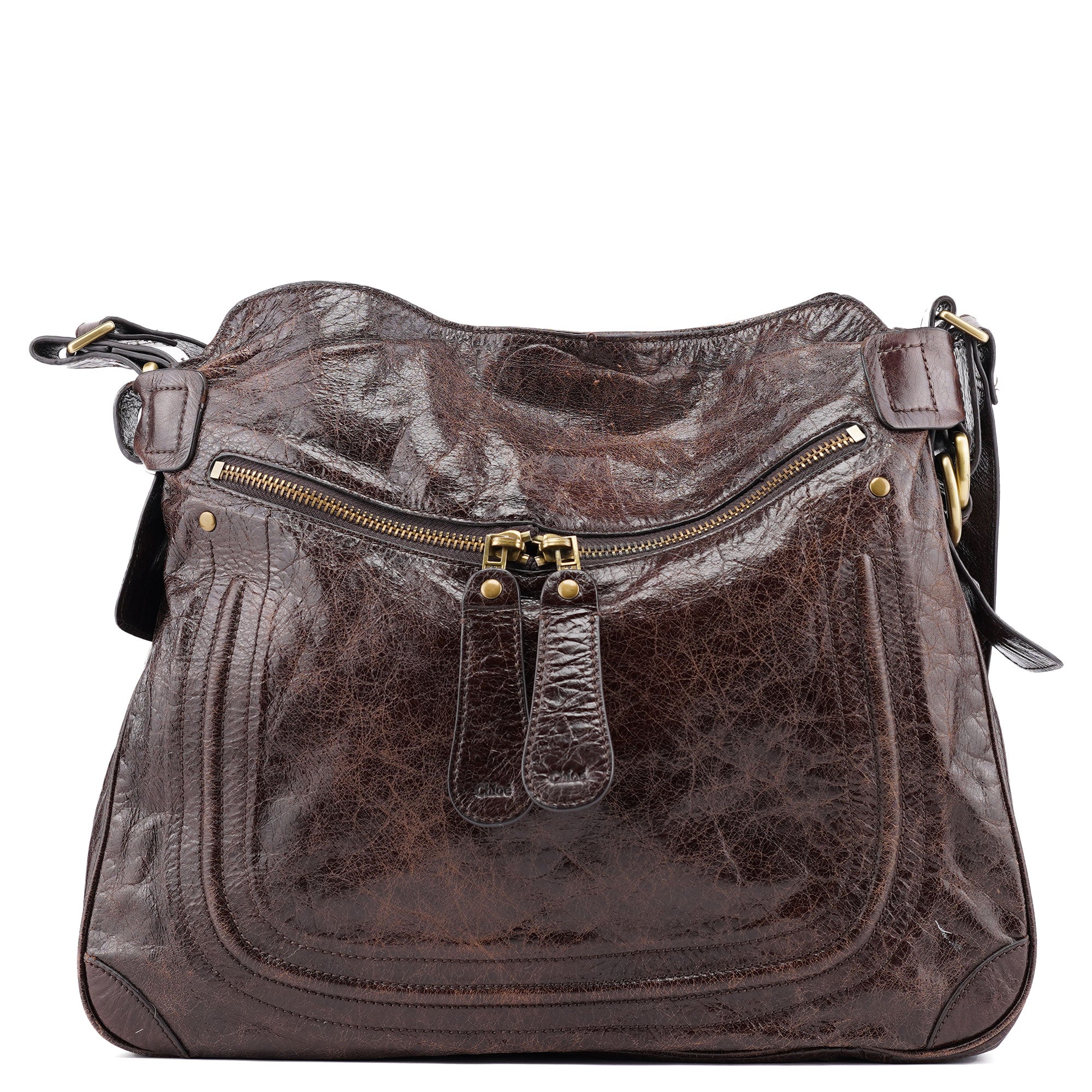 Chloe Brown Calfskin Bay Crossbody Bag