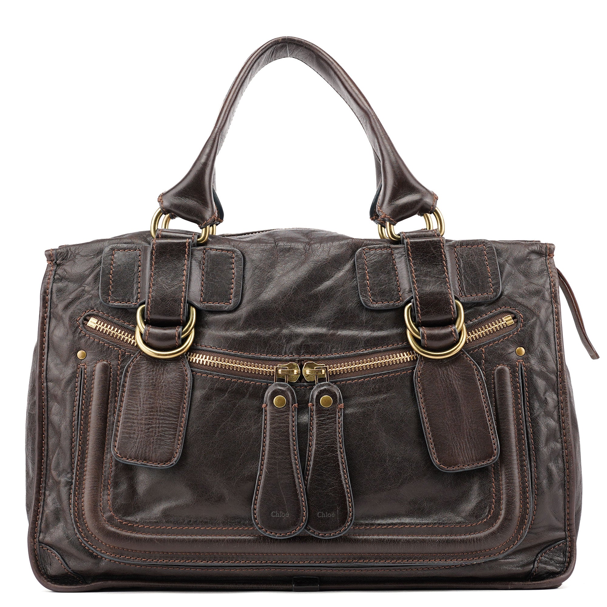 Chloé Brown Calfskin Bay Tote Bag